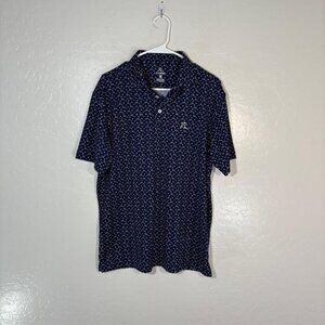 Rhoback Polo Shirt Mens Medium Bald Eagle Stars USA Flag Golf Performance